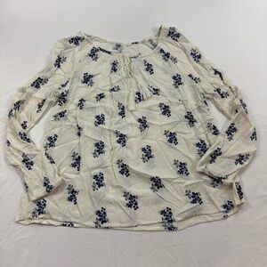 263.‎ Women’s Cream Puff Sleeve Blouse with blue flowers (S)